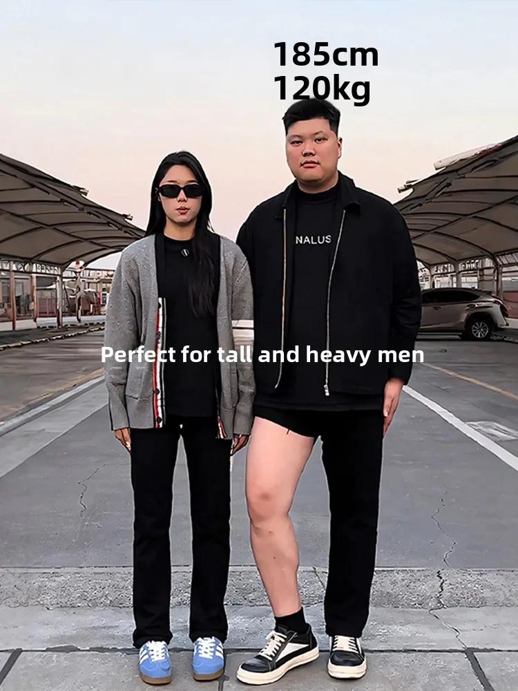 

Black Elastic Fleece Lined Slim Fit Jeans Men's plus Size Bootcut Pants Cleanfit mid Waist Thick Denim Youth Trend Wear Resis...