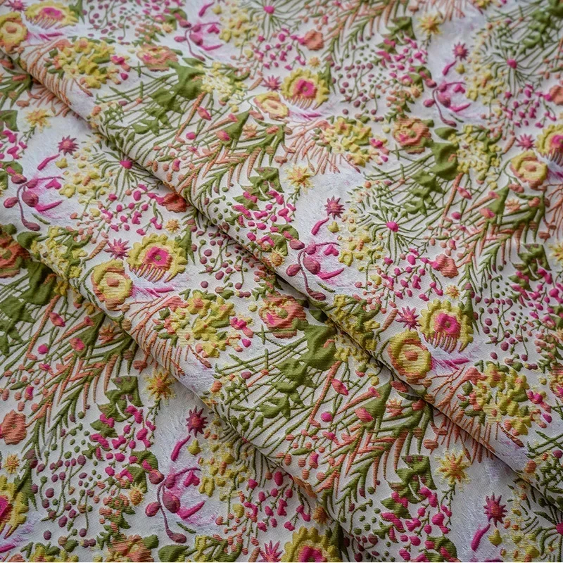 50cmx145cm Embossed Jacquard Fabric Women\'s Spring Autumn Pastoral Style Stiff Dress Clothing Diy Sewing Fabric JY9