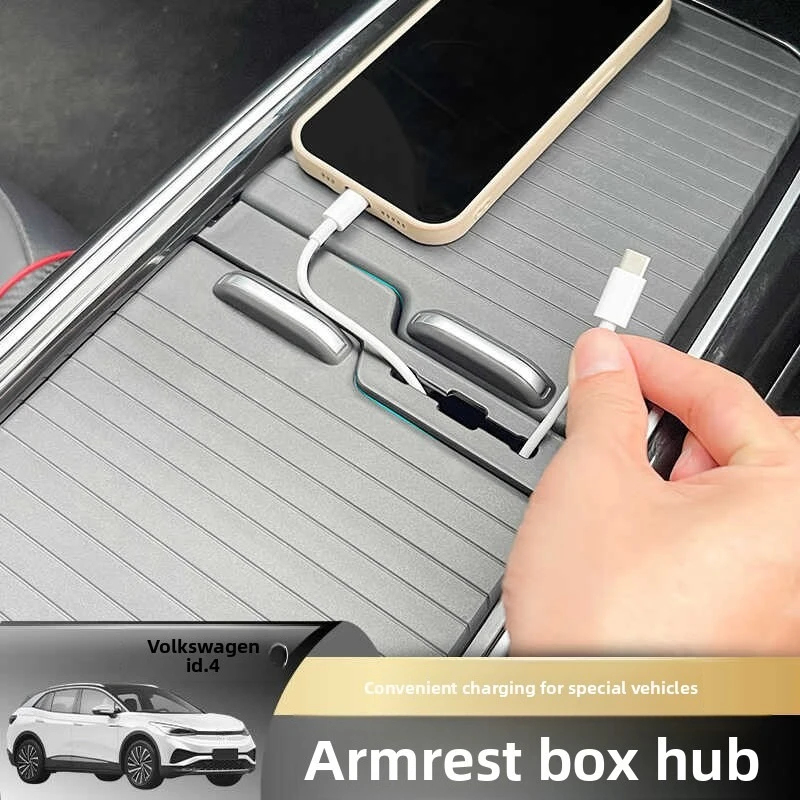 

For VW Volkswagen ID.3 ID.4 X CROZZ Central Control Armrest Box Hub Threading Box Charging Cable Modification Accessories