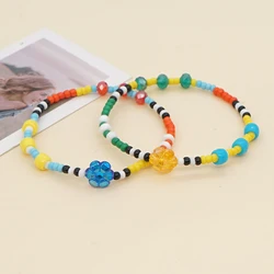 Go2Boho braccialetto di perline colorate per le donne gioielli di moda braccialetti di fascino di fiori acrilici elastici Pulseras gioielli carini