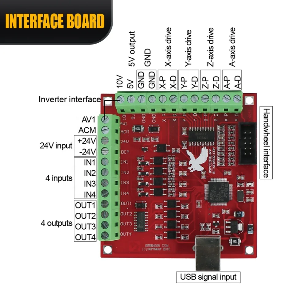 Les jeux de pilotes HLTNC DM556P peuvent correspondre aux moteurs Nema 23 57, alimentation 350w, carte d'interface à 4 axes, Terminal de connexion de débogueur