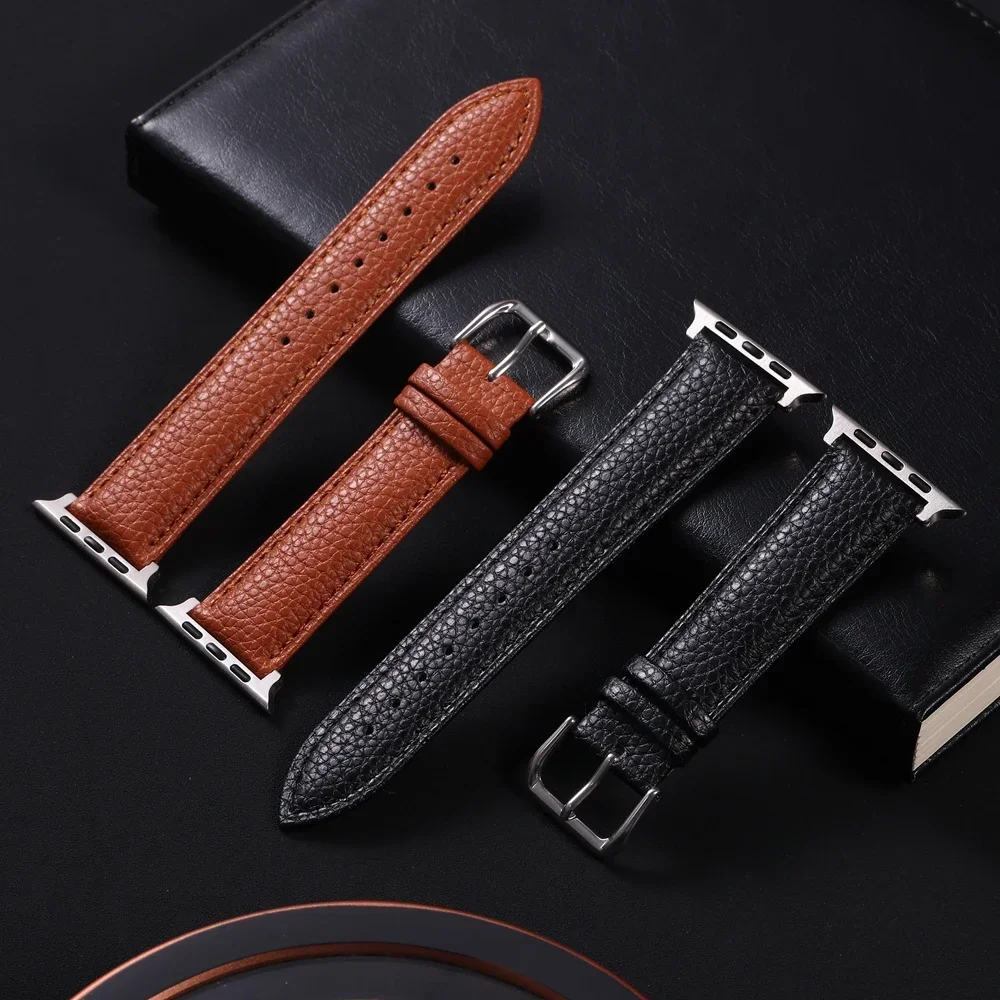 Litchi Pattern Watch Band for Apple Watch Band 44mm 44 41mm 49 42mm 38mm Bracelet for IWatch Series 9 8 7 SE 6 5 4 Ultra 1 2