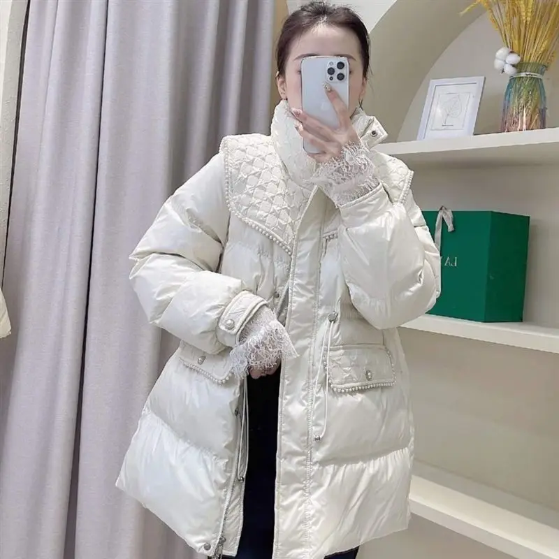 コート ダウンジャケット ミディアム＆ロング 人気 ウエスト 新作 ダックダウン 冬 ニッチ ライト 上質な職人技 レディース服