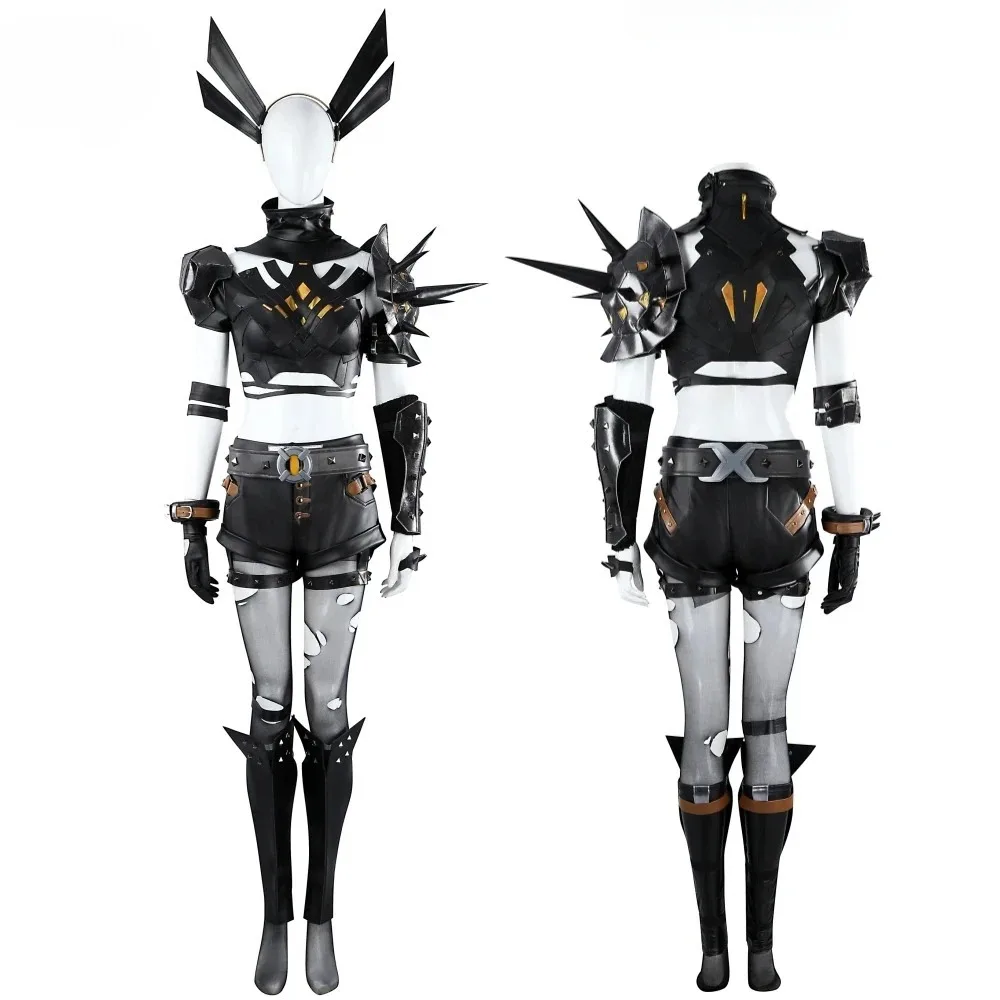 Woman Magik Cosplay Costume Magik Black Leather Battle Suit Top Shorts Accessory Full Set Halloween Party Outfit