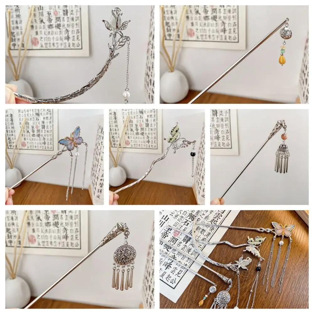 

Tassel Butterfly Hair Stick Elegant Metal Hair Fork Hanfu Hair Stick Hairpin Chinese Style Geometry Hair Clip Ladies