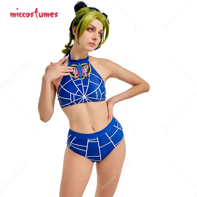 

25COSWomen s Two-Piece Swimsuit Spiderweb Prints Bathing Suit Cosplay Costume Set