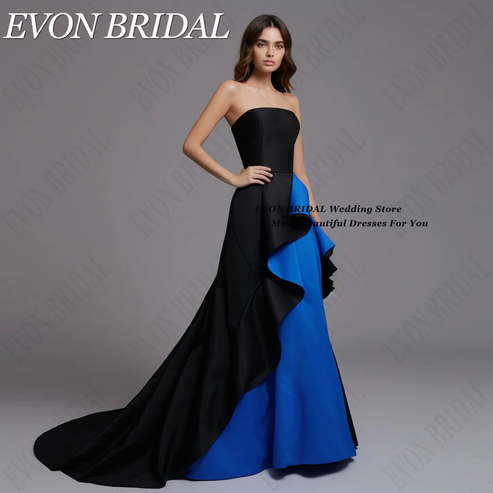 EVON BRIDAL Stitching Color Evening Dresses 2024 Mermaid Black And Blue Celebrity Party Gowns Strapless vestidos de noche Sexy