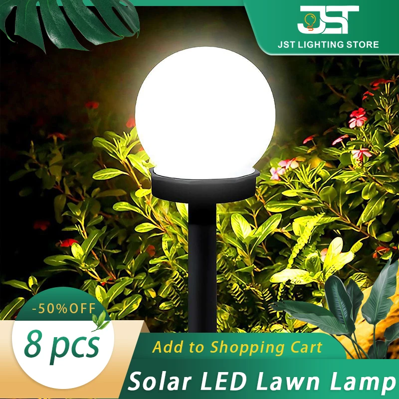 Solar Lawn Light Outdoor Waterproof Ground Plug-in Courtyard Landscape Garden Atmosphere Decoration Round Bulb Solar LED Light