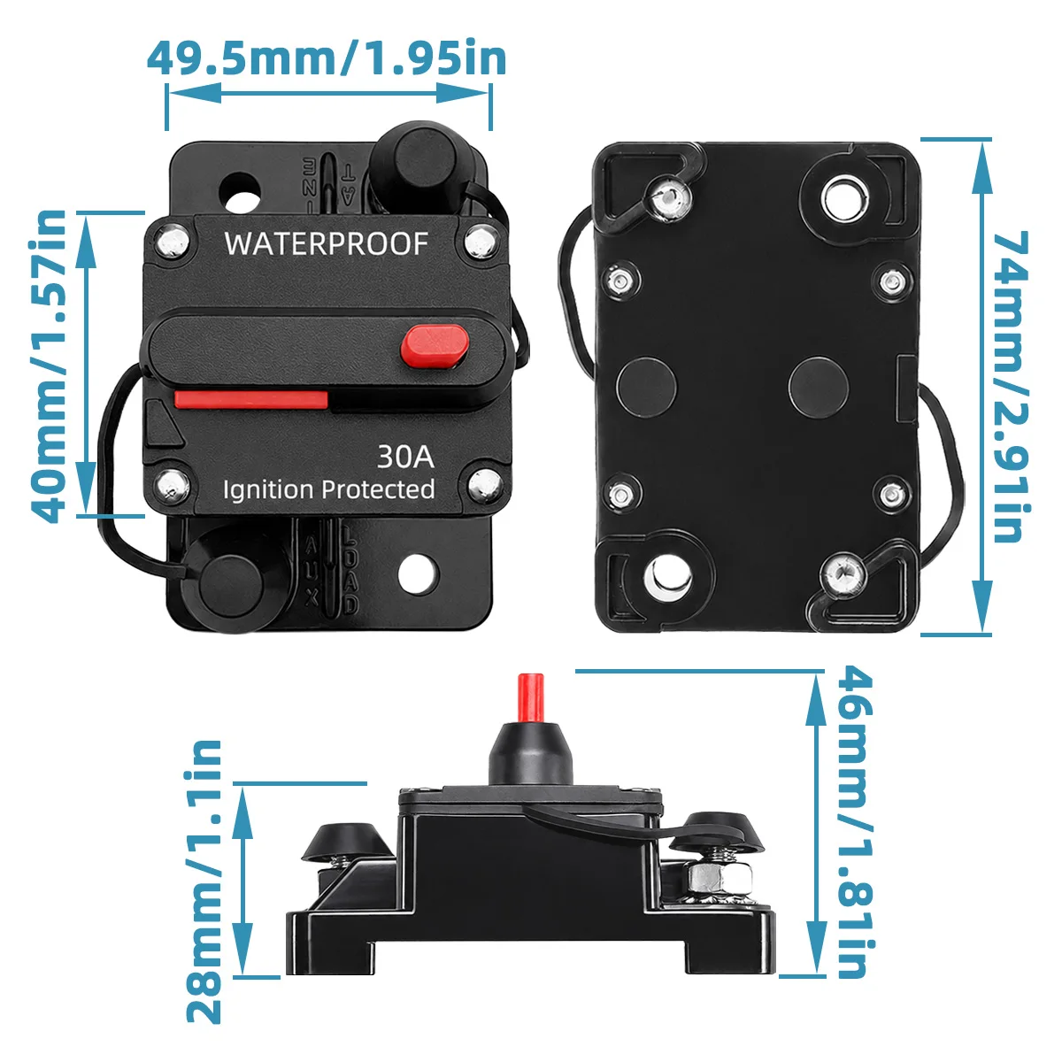 Lanke 30-300A Sicherungsautomat mit manuellem Reset, wasserdicht, für Auto, Boot, manueller Stromschutz für Audiosystem-Sicherungen – Detail 2