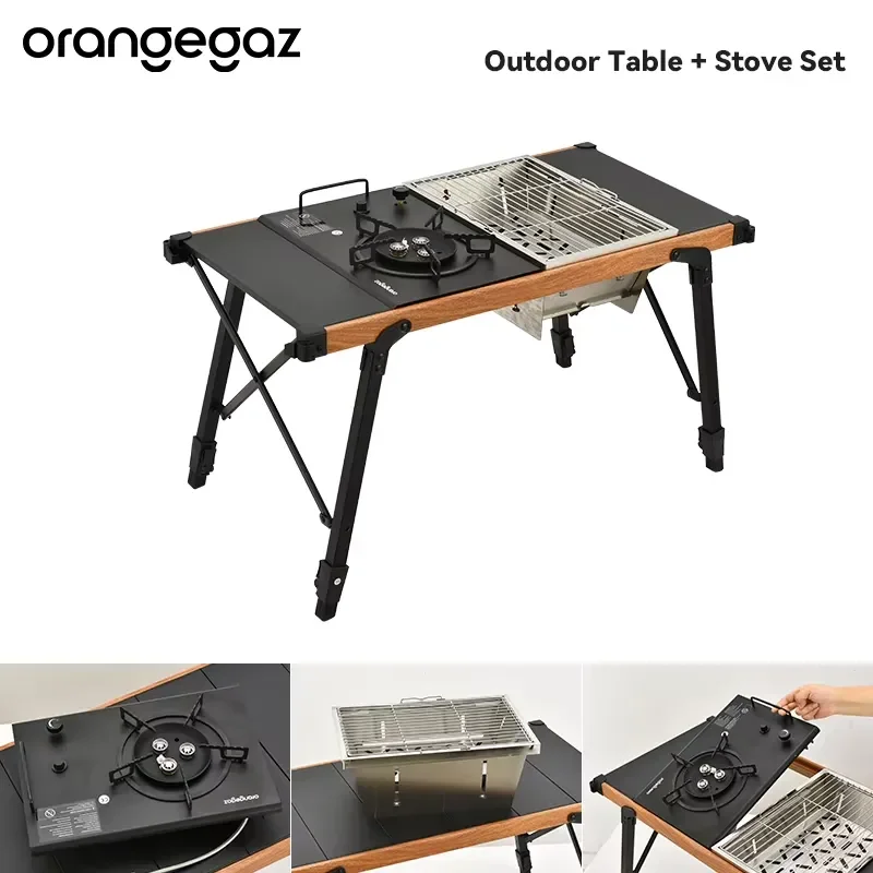 Orangegaz for Outdoor IGT Camping Stove & Table Combo Set Portable Foldable Storage Table Modular Gas Stove for Camping