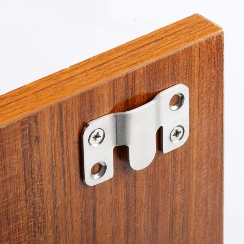 2pcs Stainless Steel Wall Hook Buckle Picture Frame Keyhole Hanger Sofa Bed Interlocking Flush Mount Bracket Furniture Connector