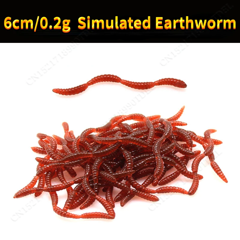 

50pcs Lifelike Fishy Smell Red Worms Soft Bait Simulation Earthworm Carp Bass Fishing Lures Artificial Silicone Pesca