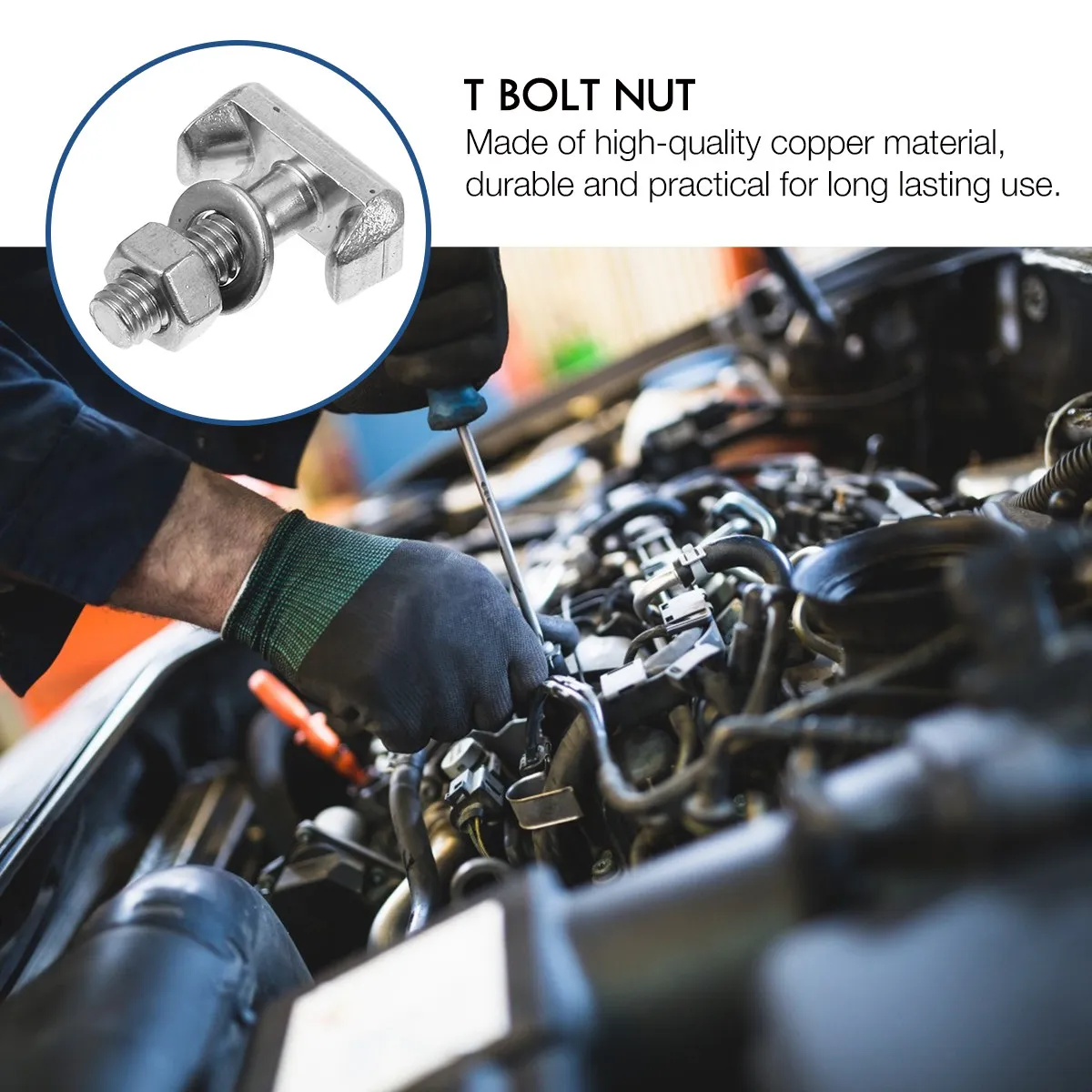 2Pcs Car Screw Stainless Steel T-Bolt Battery Cable Terminal Replacement Mirror Finish Corrosion Resistant Tough Wear Resistant