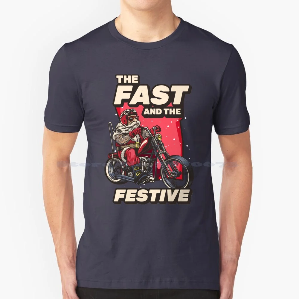 Classic Motorcycle Riding Santa , Low Rider Hog Christmas Graphic T Shirt 100% Cotton Tee The Repair Shop Status Quo Fan Stunt