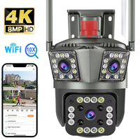 8MP PTZ WiFi 4K Dual Lens Screen Camera Outdoor Three Screens Protection Motion Detection Outdoor IP CCTV Survalance Cameras