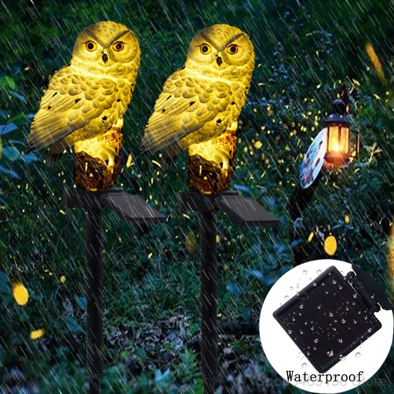 Modern Led Solar Owl Lawn Patio Floor Lamps Outdoor Garden Villa Art Deco Landscape Floor Light Owl Ground Plug Standing Lamp