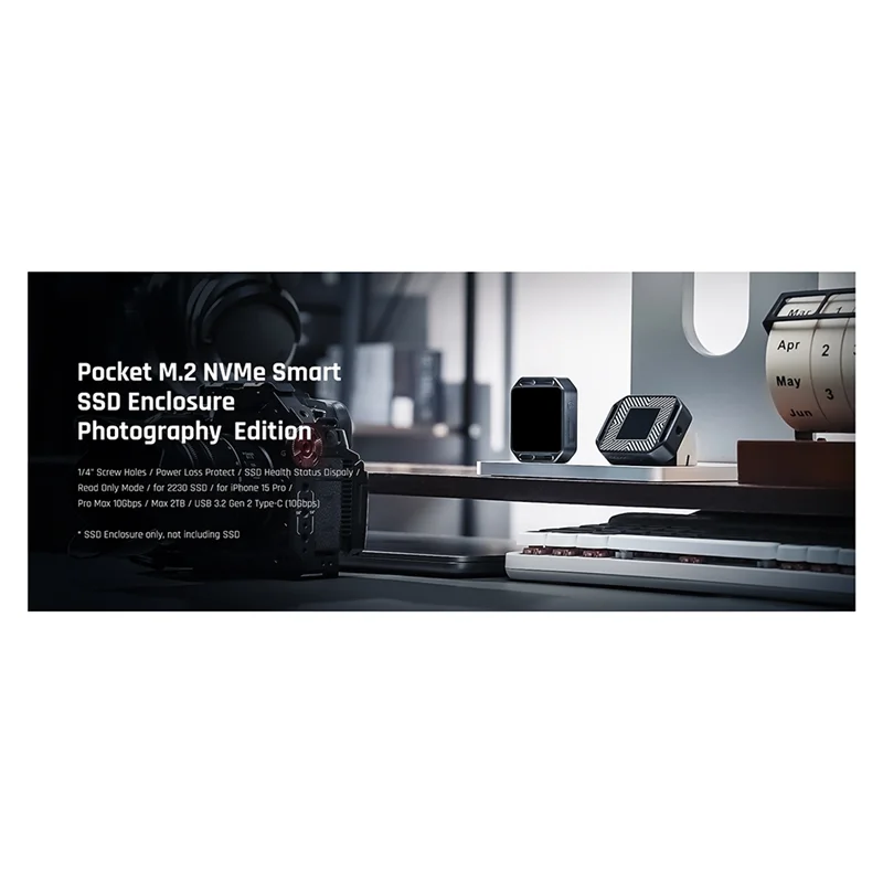 Gabinete ssd de bolso bem feito 2230 m.2 nvme com furos de parafuso de 1/4 Polegada display lcd usb tipo-c 3.2 gen2 10gbps fotografia editio