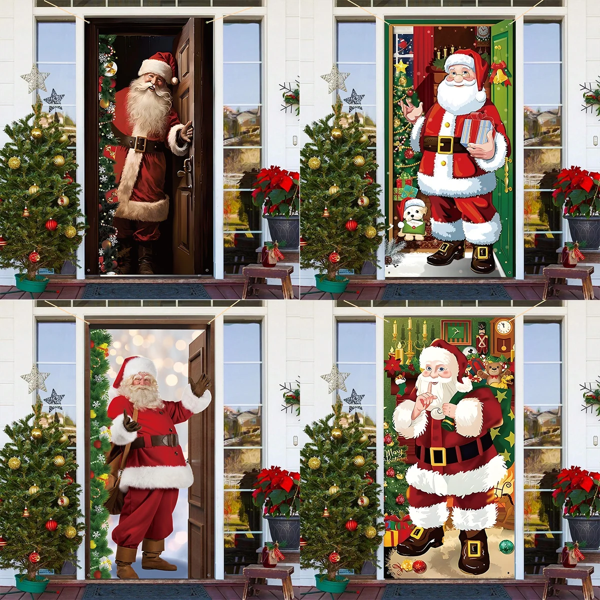 Weihnachten Tür Hängen Banner Frohe Weihnachten Dekoration Für Zuhause 2024 Navidad Weihnachten Wand Aufkleber Weihnachten Geschenk Neue Jahr 2025