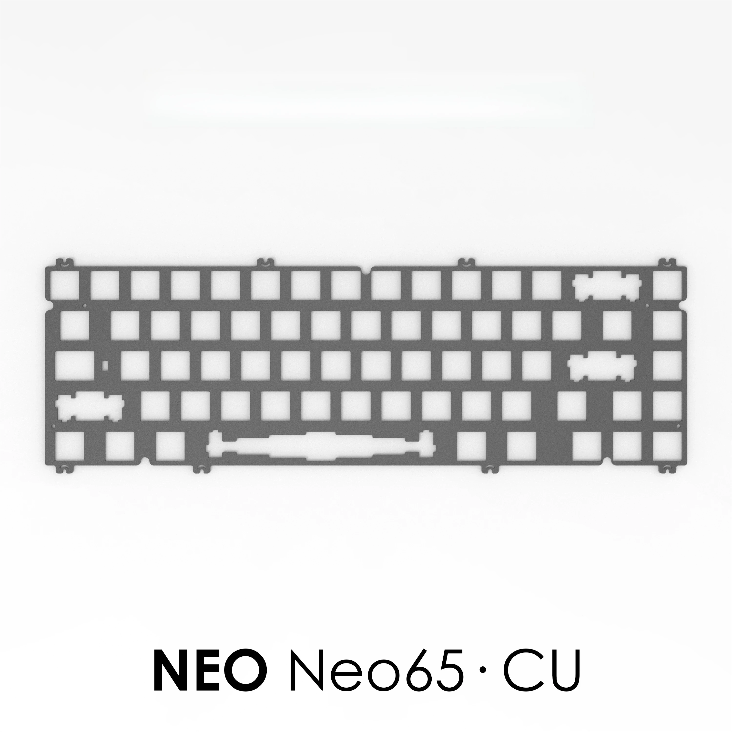 Płytka klawiatury Neo65CU, mosiądz, CF, PC, PP, FR4, aluminium (do montażu na płytce PCB za pomocą śrub i stabilizatora montowanego na płycie). — zdjęcie produktu 3