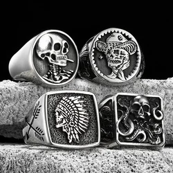 Skull Chief Cowboy Monster Men Rings Stainless Steel Women Jewelry Vintage Punk Cool Stuff Fashion Accessories Gift Wholesale