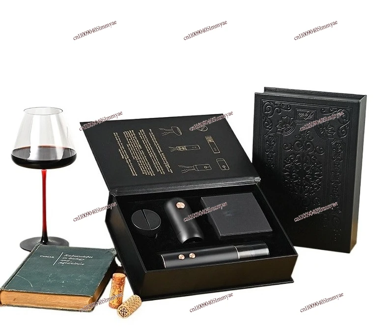 Electric Red Wine Bottle Opener, Red Wine Vacuum Fresh-keeping Plug Gift Box, Leather Case Packaging