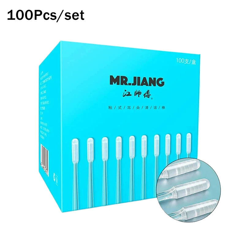 100 Silicone Ear Wax Removal Tools Disposable Sticky Ear Swabs Picks Reusable Ear Cleaner for Adults Kids Elderly Earwax Remover