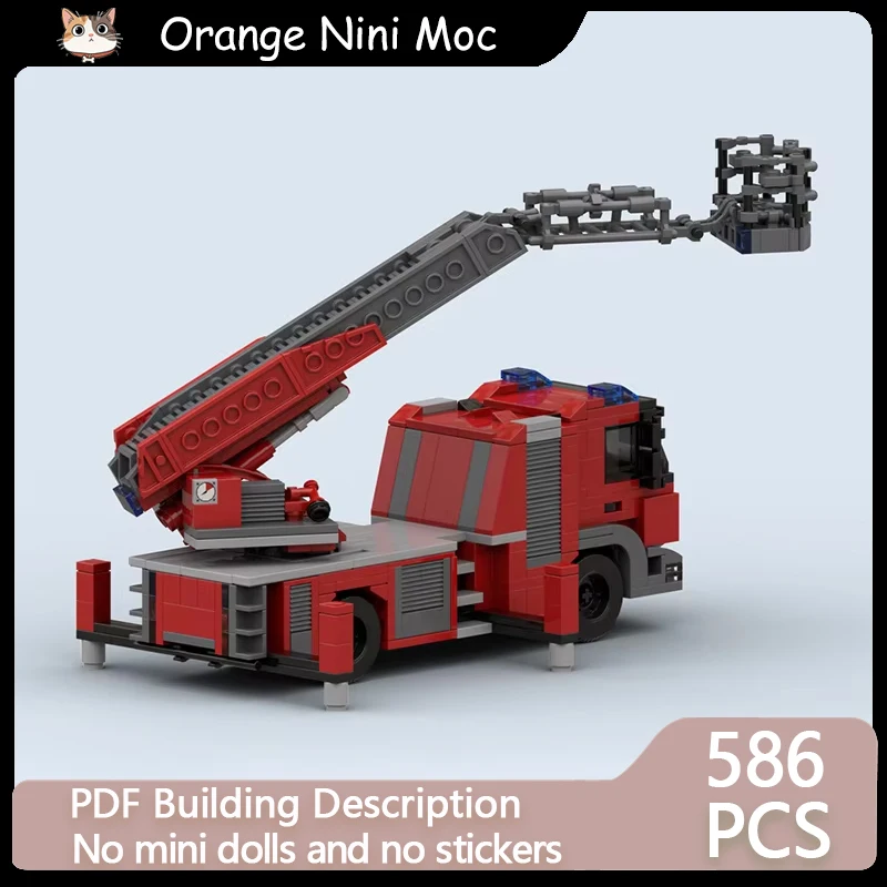 Modello di auto da servizio cittadino MOC Mattoni da costruzione Fuoco Scaletta Camion Tecnologia modulare Regali Vacanza Assemblare Giocattoli per bambini Vestito
