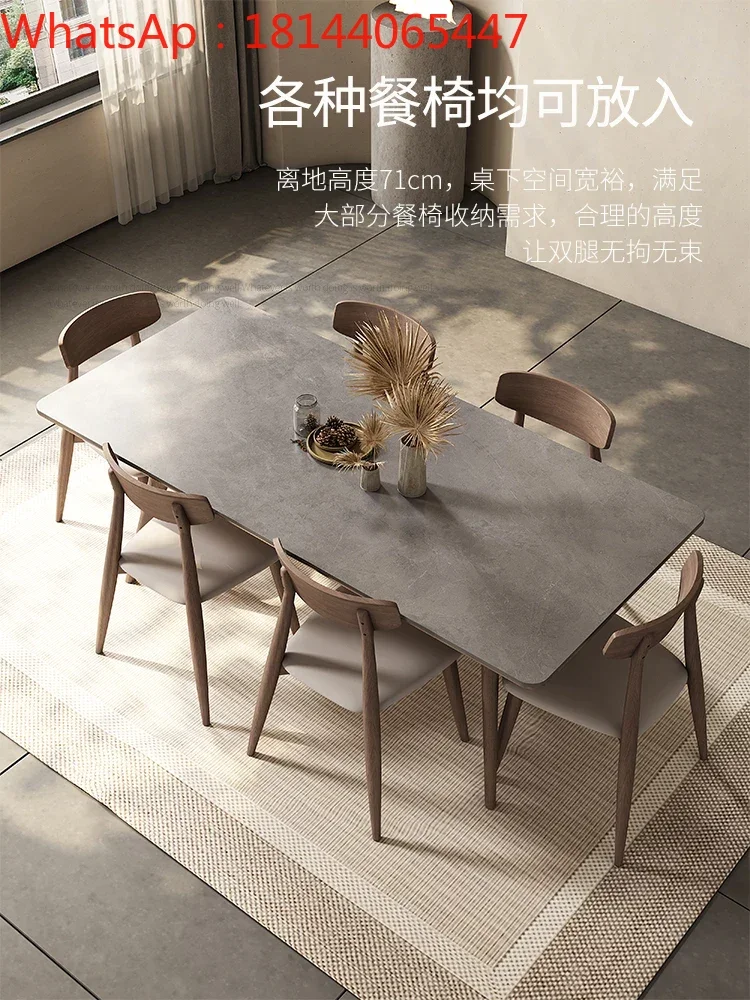 

Grey solid wood slate dining table Modern simple ash rectangular Italian small household Nordic style dining table