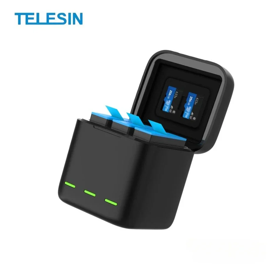 

TELESIN Portable Charging Box for Gopro Hero 13 Lightweight Smart Charger with Battry Level Indicator Action Camera Accessories