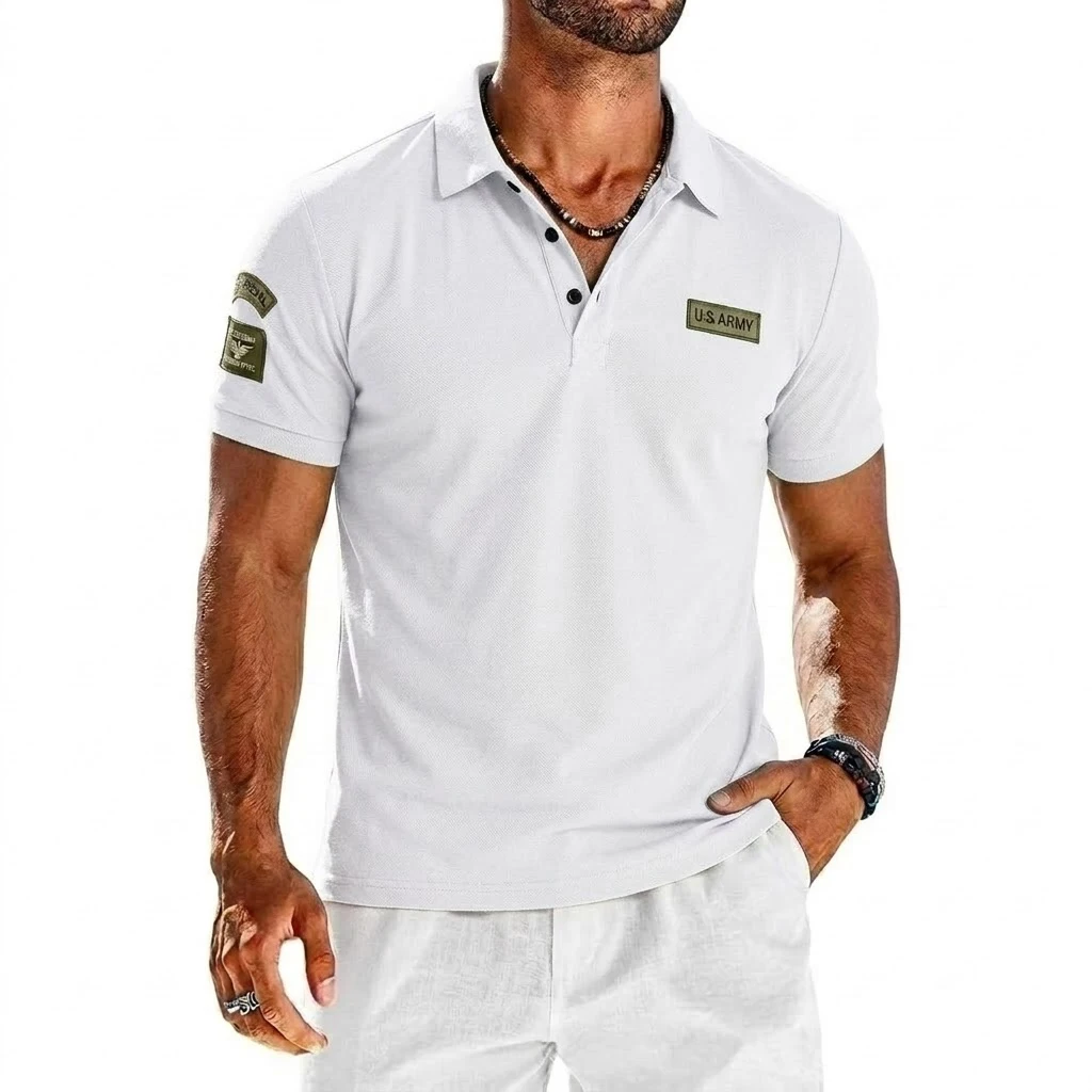 Summer Short Sleeve Polo Shirts Embroidered Breathable T-Shirts for Men Gym Lightweight Solid Button Tops Luxury Men's Shirts
