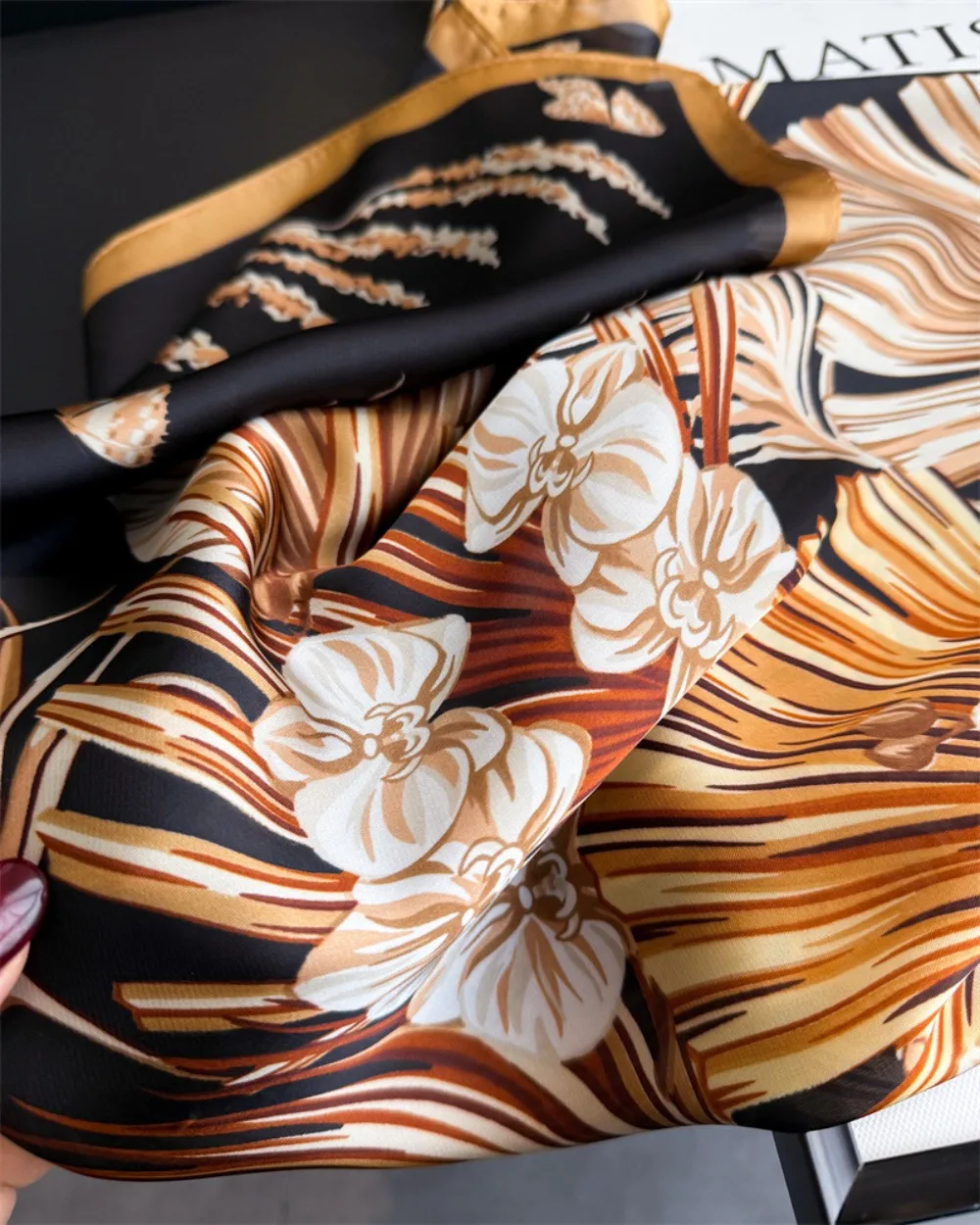 Square Scarf Women  Silk Feeling Neckerchief Lady Foulard Hairband Print Ribbon Spring New Shawls Wraps view 5