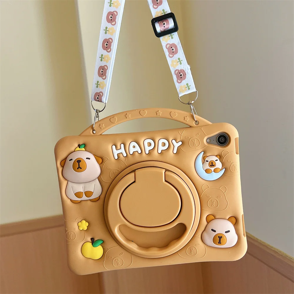 حافظة كابيبارا آي باد ثلاثية الأبعاد لجهاز iPad Air Mini 1 2 3 4 5 6 Pro 11 2022 2020 11 بوصة 7th 8th 9th 10.2 10th Gen 10.9 حافظة من السيليكون #4