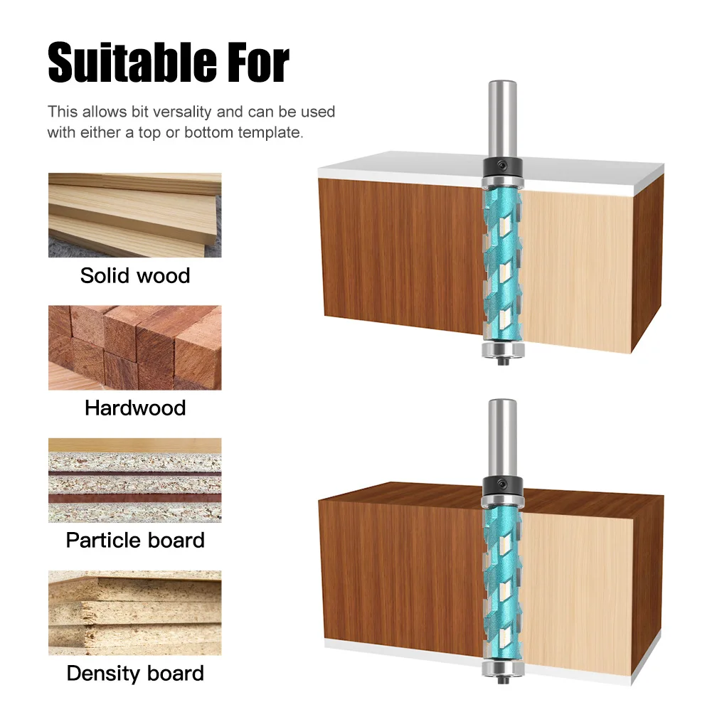 Tideway Flush Trim Router Bits for Wood 1/2 1/4 Shank Woodworking Tools Trimming Cutters with Bearing Endmill Milling Cutter