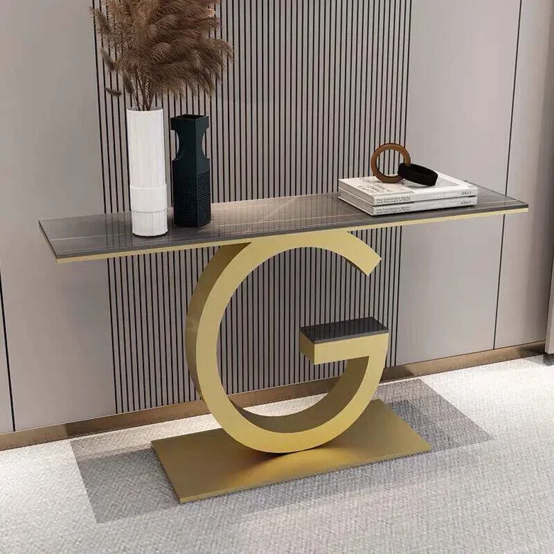 Modern Italian Sintered Stone Entryway Table Luxury Console Table for Living Room Corridor Aisle Wall Mounted End View