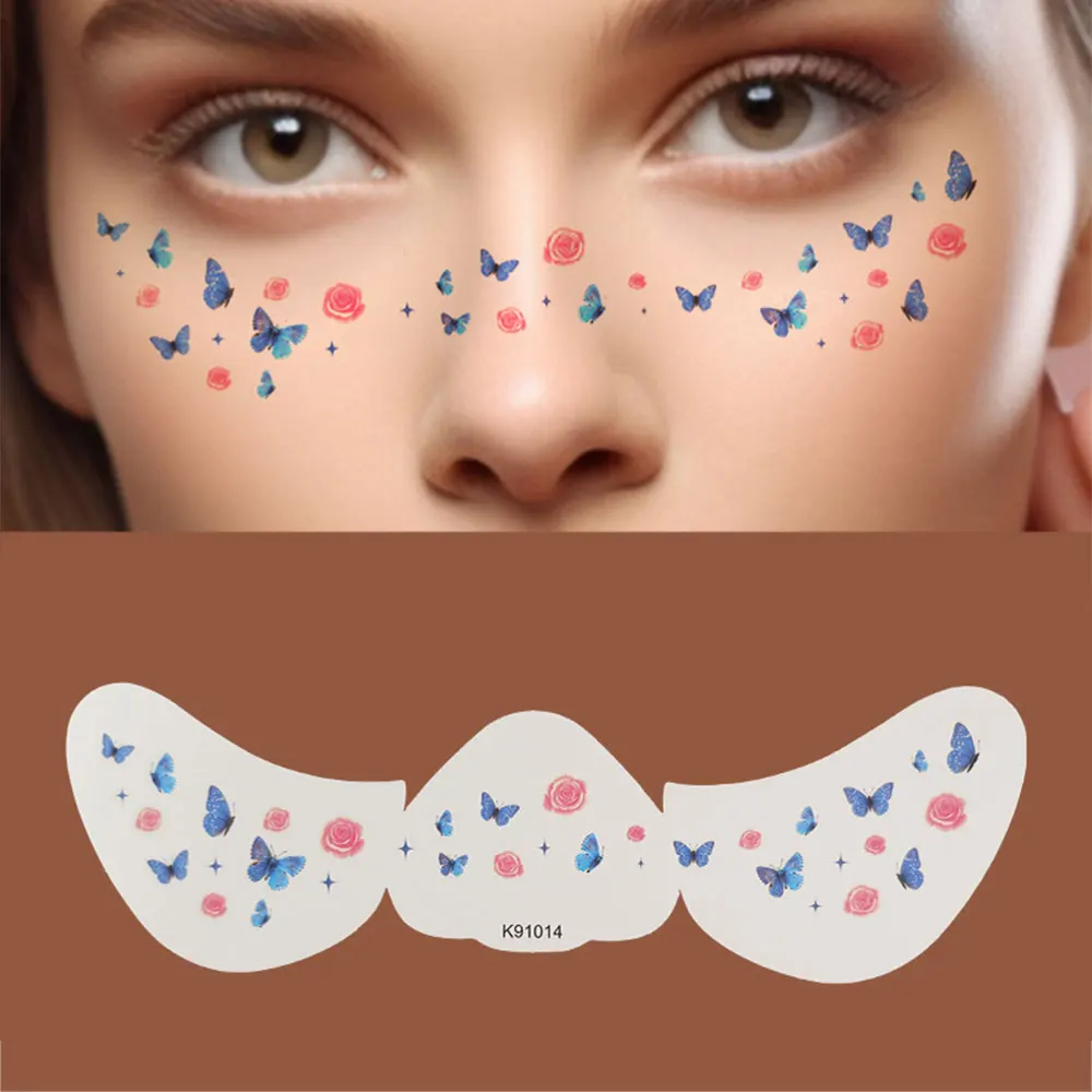 1pc Fake Freckle Stickers for Women Flower Butterfly Temporary Tattoo Stickers for Face Makeup Decals for Valentine Music Party