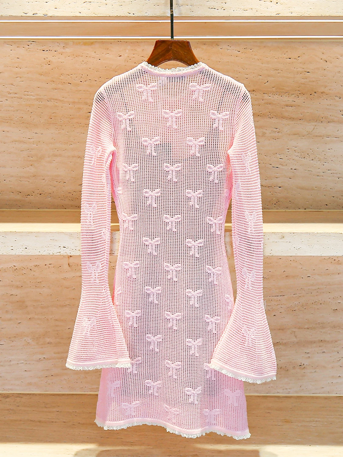 Słodka Miękka Dzianinowa Spódnica w Kształcie Litery A z Węzłem i Kwiatowym Haftem, Wysoki Stan, Idealna do Dojazdów do Pracy, Wiosna Lato A...