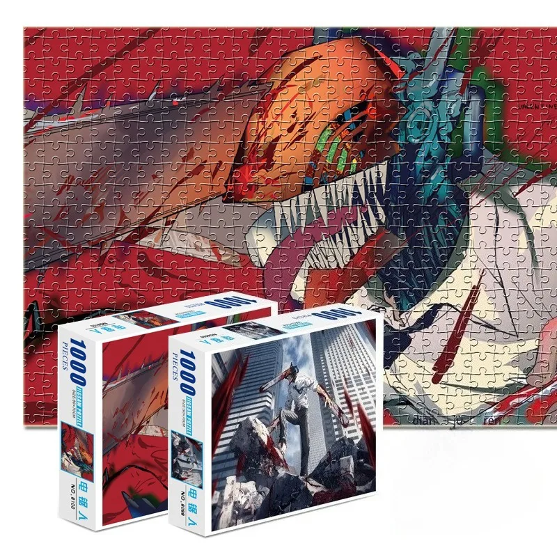 

Hot Selling Cartoon Anime Chainsaw Human Puzzle 1000 Pieces Paper Cartoon Adult and Children's Puzzle Toys Holiday Gifts