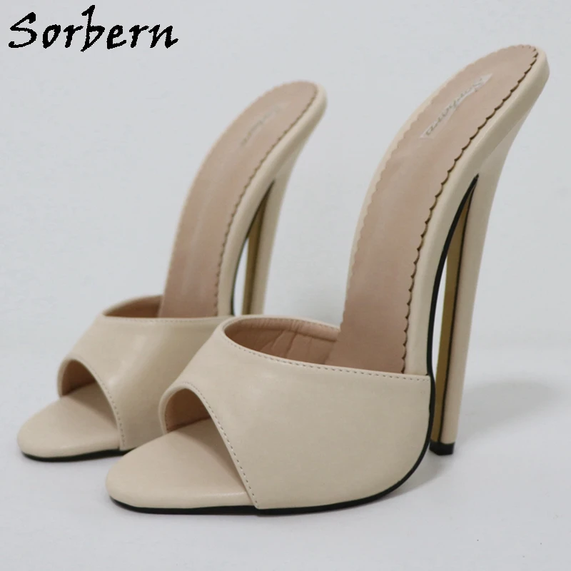 Sorbern 18Cm mulo Sexy amante Hi Heel Slides Ladies Unisex Open Toe scarpe Stiletto Fetish Slipper nero opaco colore personalizzato