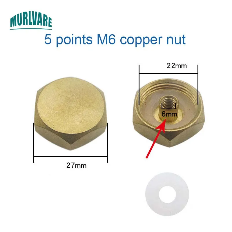 2Pcs 5 Points M6 Copper Nut For Electric Water Heater Magnesium Rod Accessories Sewage Outlet Nut