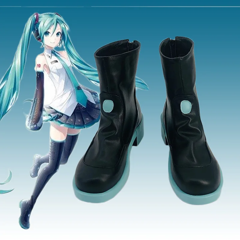 Hatsune Miku Virtual idol Anime Cosplay Costume Shoes Boots man woman Round Toe Elastic Band Thick Sole Shoes Halloween