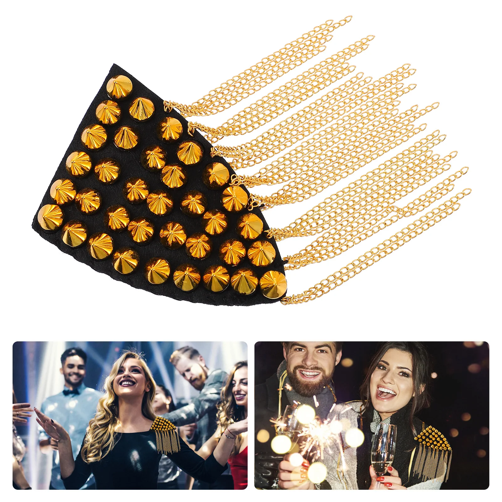 

1Pcs Tassel Shoulder Badge Rivet Chain Epaulet Stylish Accessory for Performance Uniform Costume Rivet Shoulder Epaulet