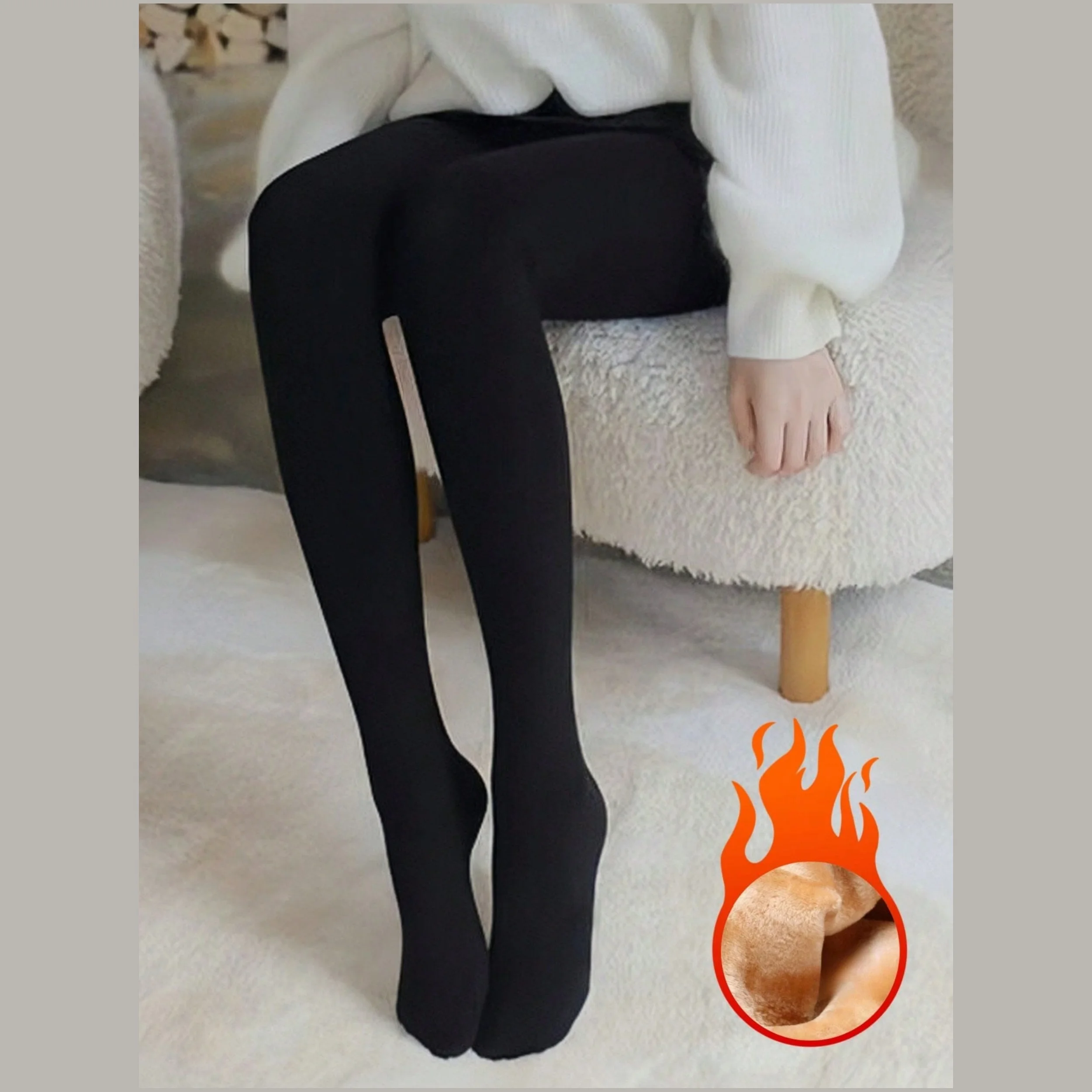 1 Piece Female Autumn/Winter Fleece Thickened Leggings Daily Casual Pantyhose