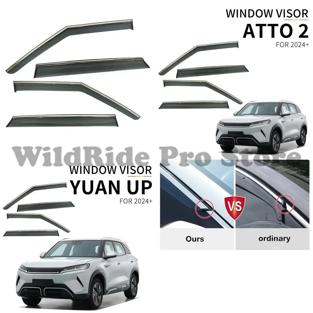 

1 set 2024 AT TO2 side window sun visor YUAN UP vent deflector rain guard sun shade glass deflector tape vent sun visor