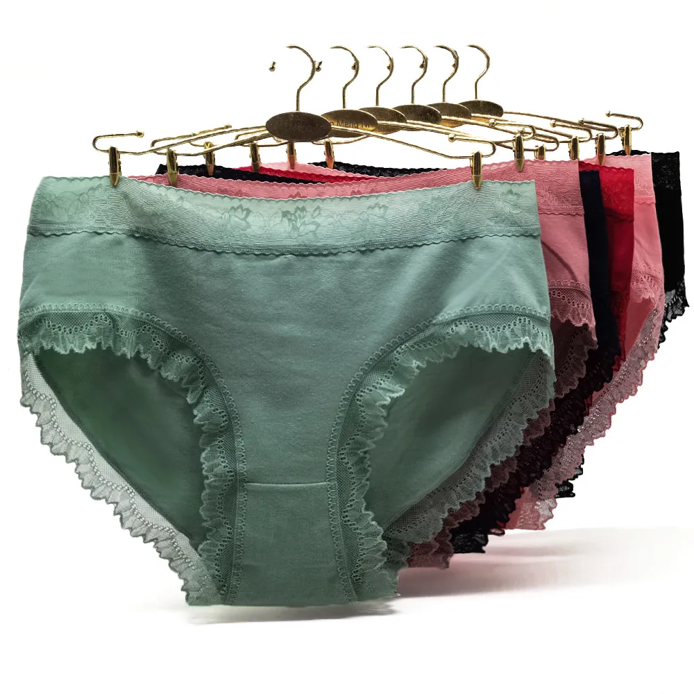 Hot Selling 1pc/Lot 2XL/3XL/4XL Big Yards Women Underwear Lady Lace Panties Waist Cotton Briefs Mummy Plus Large Size 89640
