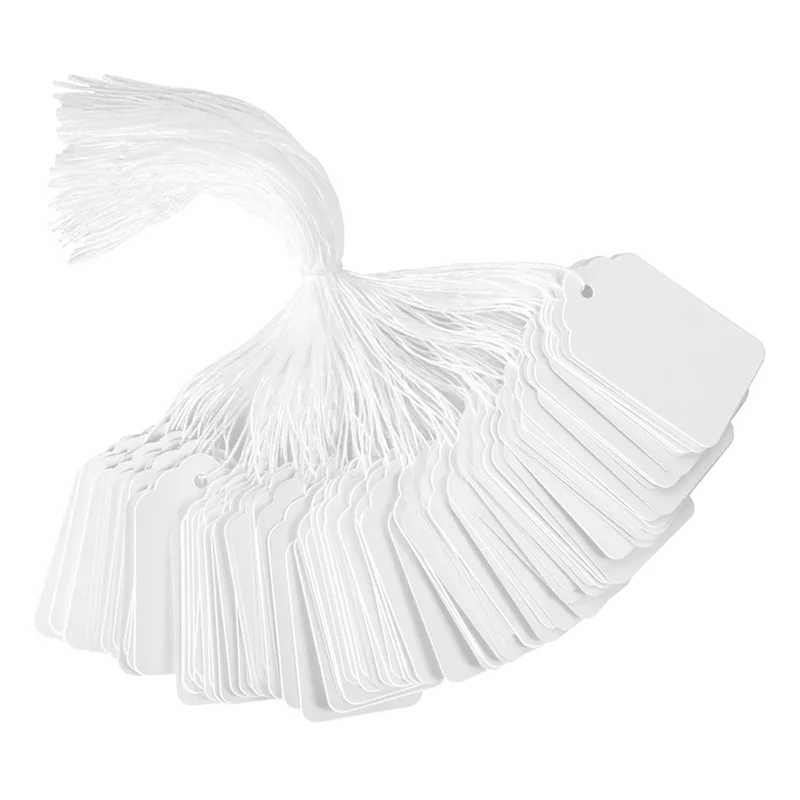 ABFN-1000 PCS prijskaartjes met touwtje bevestigd, 1,77 x 1,1 inch hangtags met touwtje bevestigd, naamtags voor tassenkleding