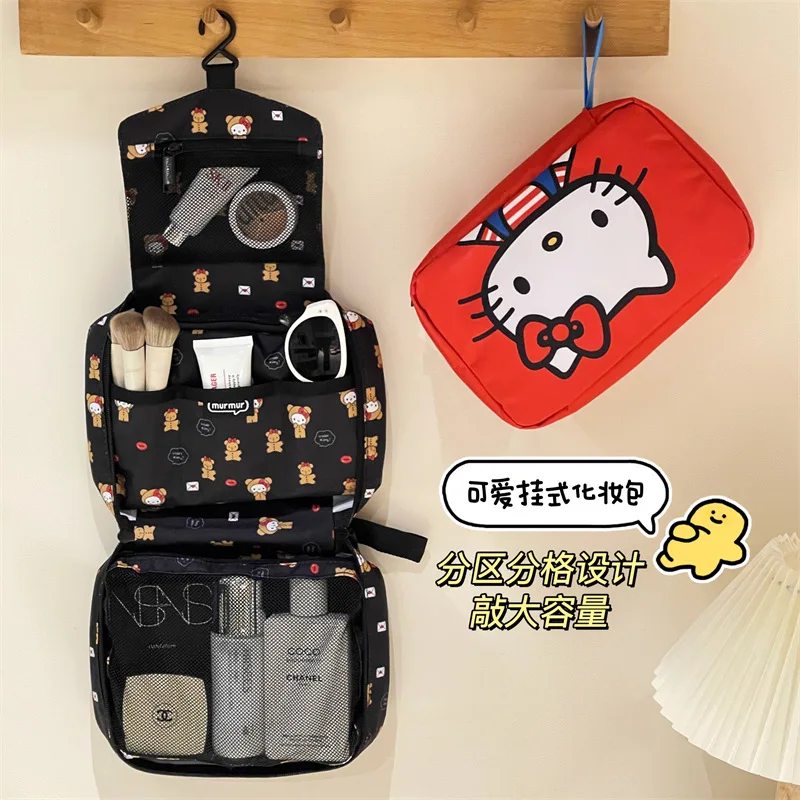 

Sanrio cosmetic bag large capacity hello kitty women's new cute handbag storage travel washing bag