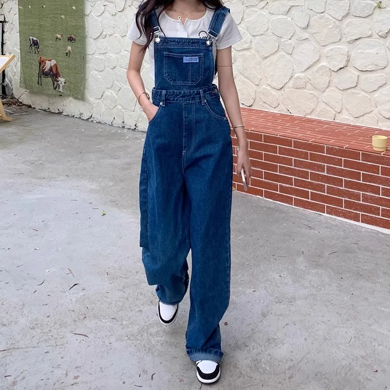 Denim Jumpsuits Women American Style High Street Fashion All-match Cool Girl Streetwear Prevalent Hipster Personality Leisure