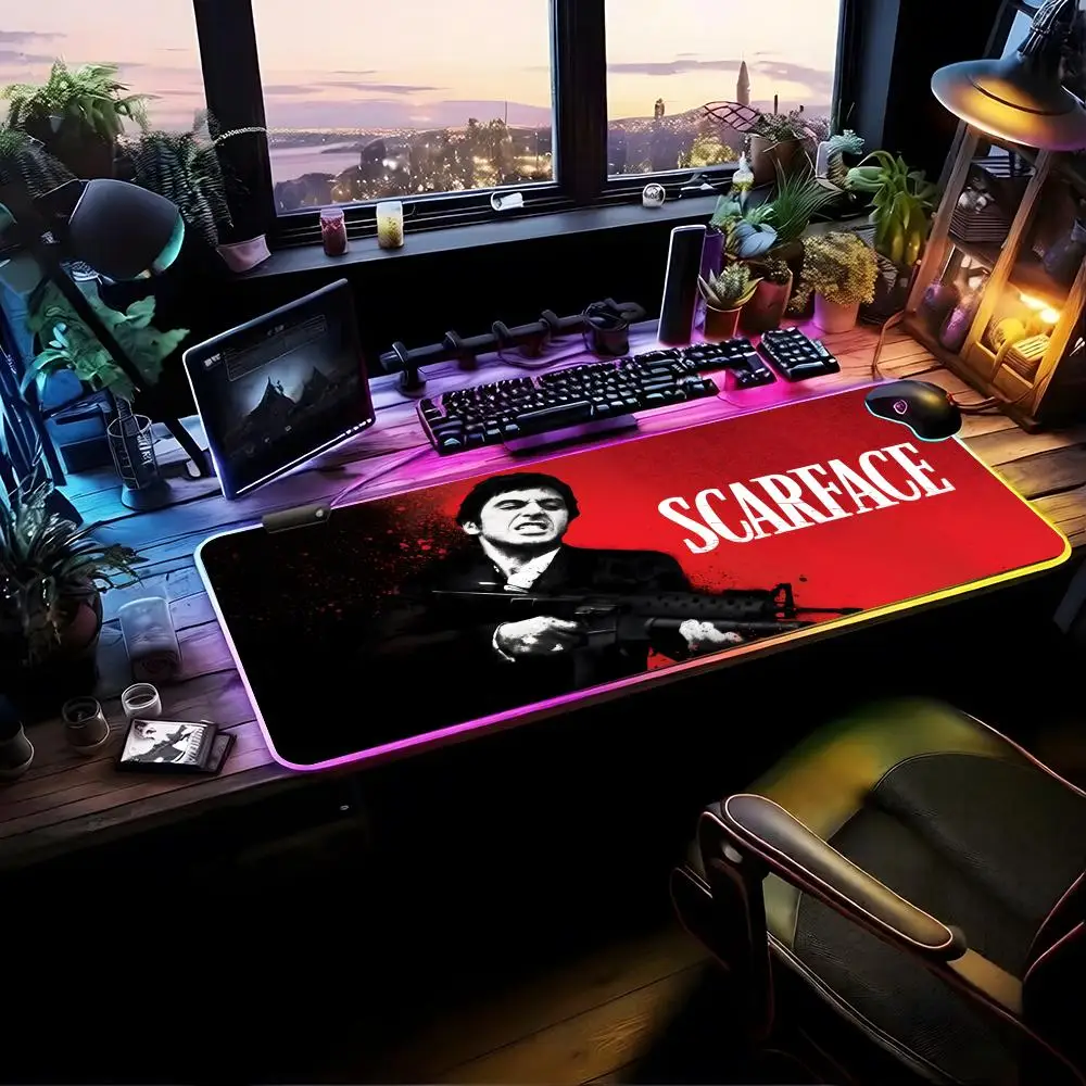 

Movie Scarface Mouse Pad RGB Gaming Mouse Pad Desk Mat HD Gamer Large LED Light XXL MousePads