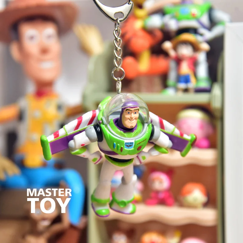 8cm Disney Toy Story Buzz Lightyear Woody Rex Figure Pvc Statue Collection Model Pendant Keychain Child Kids Key Chain Gift