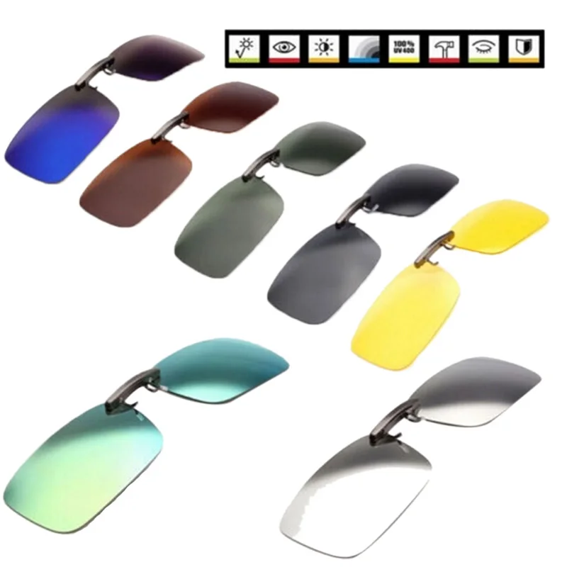 Polarized Clip On Driving Glasses Sunglasses Day Vision UV400 Lens Night Vision